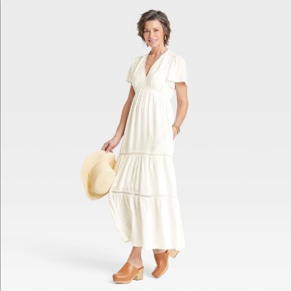 Knox Rose Flutter Short Sleeve Dobby A-Line Dress NWT - Picture 3 of 4